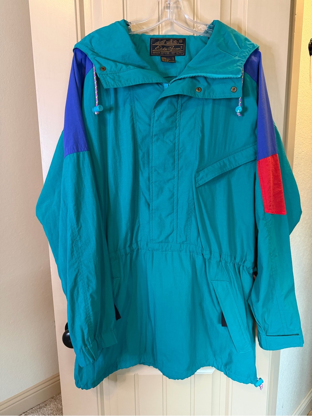 Vintage Eddie Bauer Jacket Windbreaker Mens L Colorblock Anorak 90s Gorpcore